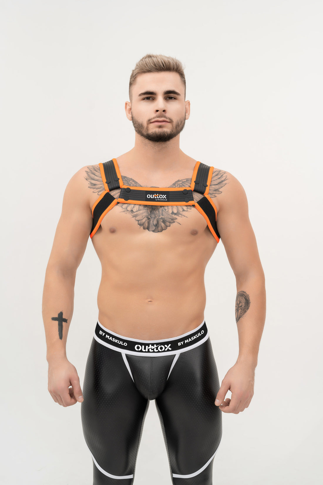 Outtox. Bulldog Harness with Snaps. Orange &