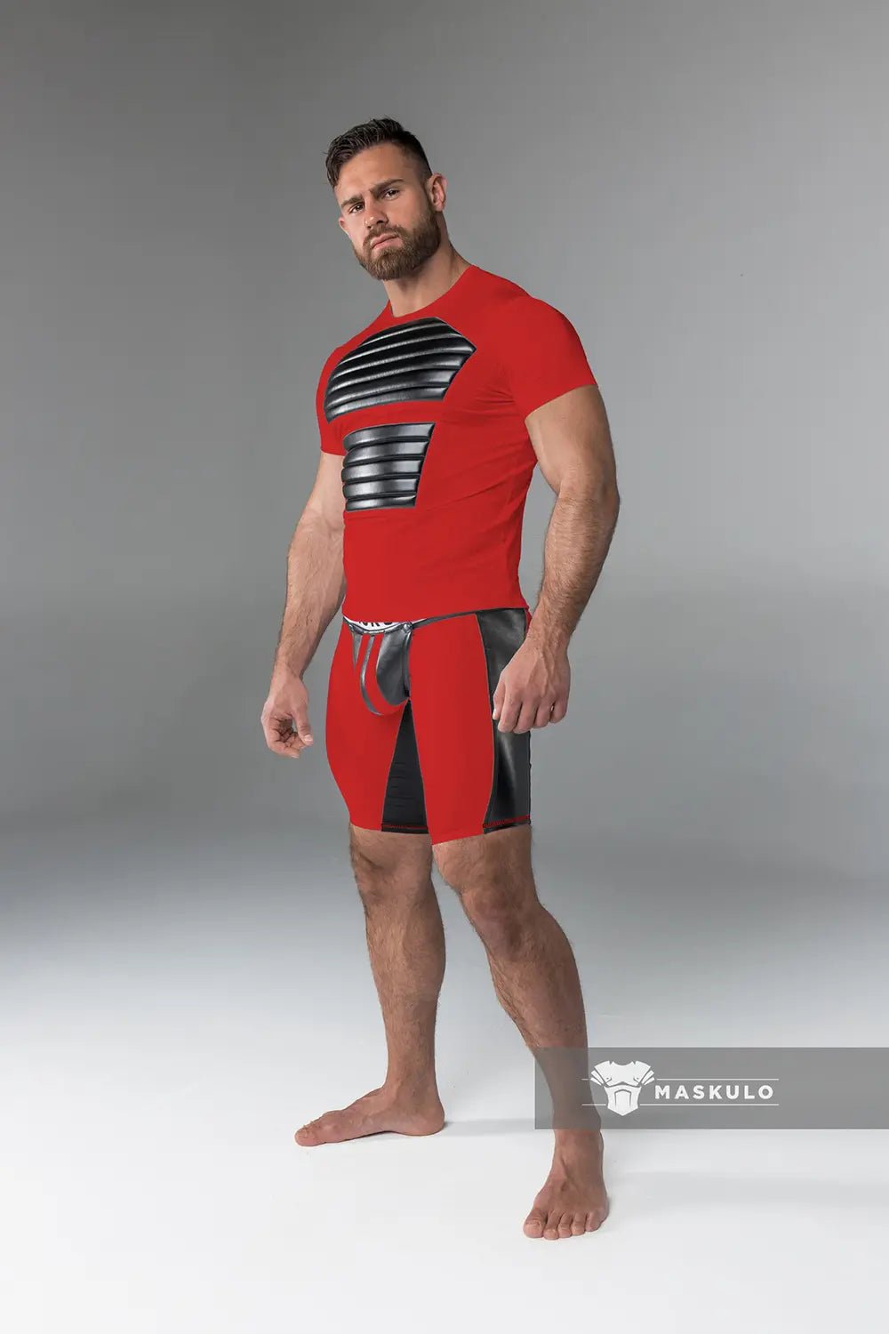 Armored. T-Shirt. Front Pads. Red - Maskulo - MTS116-Y1 - Maskulo EU Global Online Store