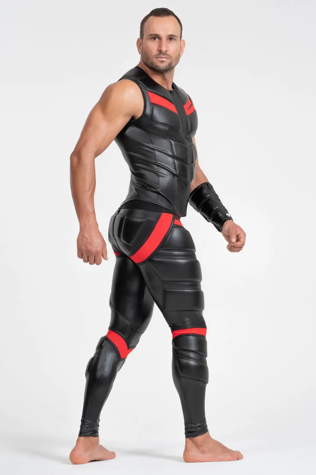 Black and red leggings by Maskulo, designed for a big bulge. Size M.