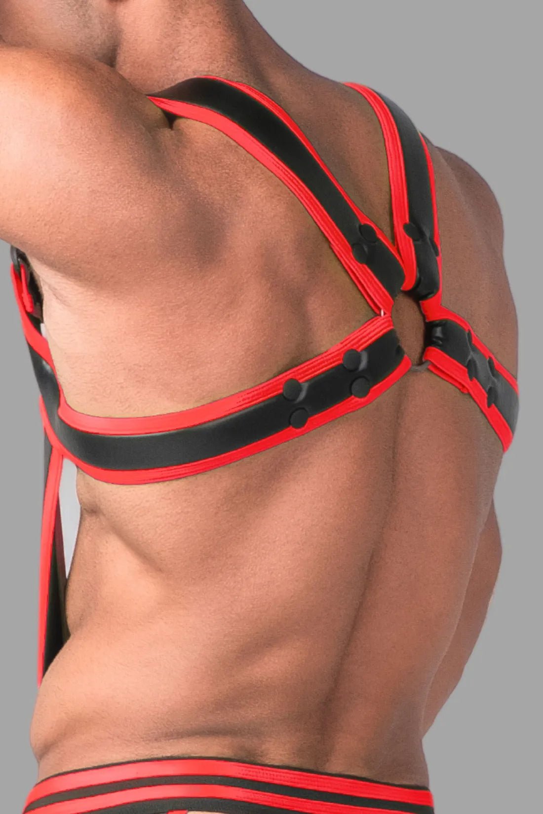 Youngero Mens Body Harness in Black and Red from Maskulo Global (EU) online store. Stylish and comfortable accessory.