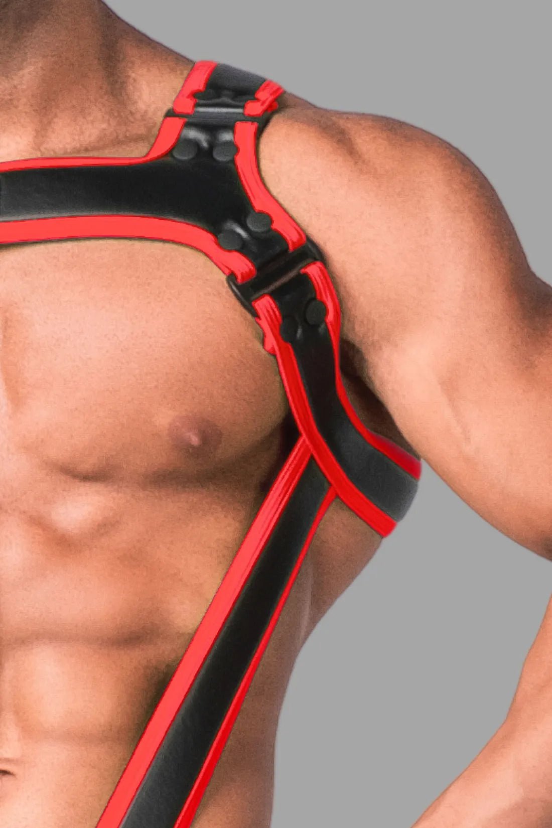 Youngero Mens Body Harness in Black and Red from Maskulo Global (EU) online store. Stylish and comfortable accessory.