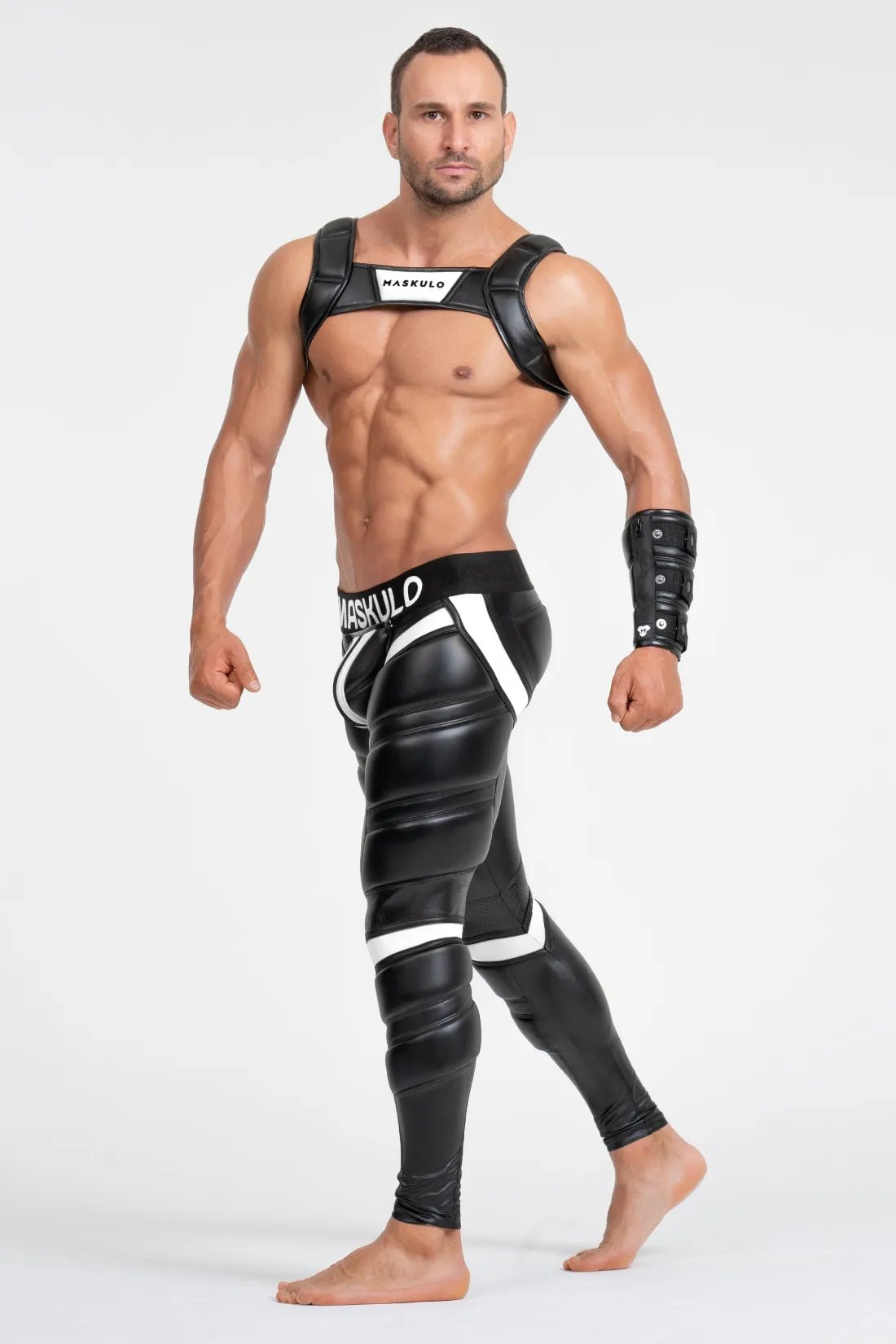 Bulldog Harness with 3D Logo. Black and White - Maskulo - MHR117 - Y5 - Maskulo Global (EU) Store