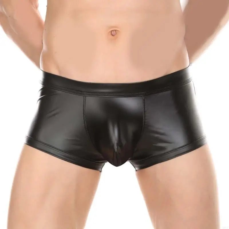 Open Rear Thin PU Leather Trunk Shorts. Black - Maskulo - MSH285-Y1 - Maskulo EU Global Online Store