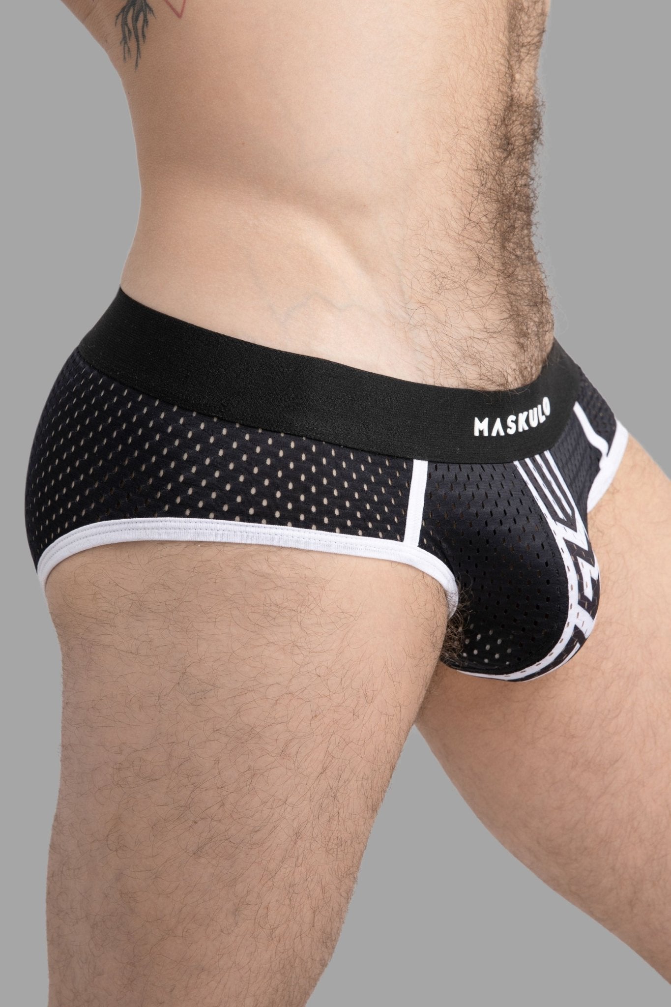 Printed Mesh Briefs. Black+White - Maskulo - MBR106 - Y2 - Maskulo EU Global Online Store