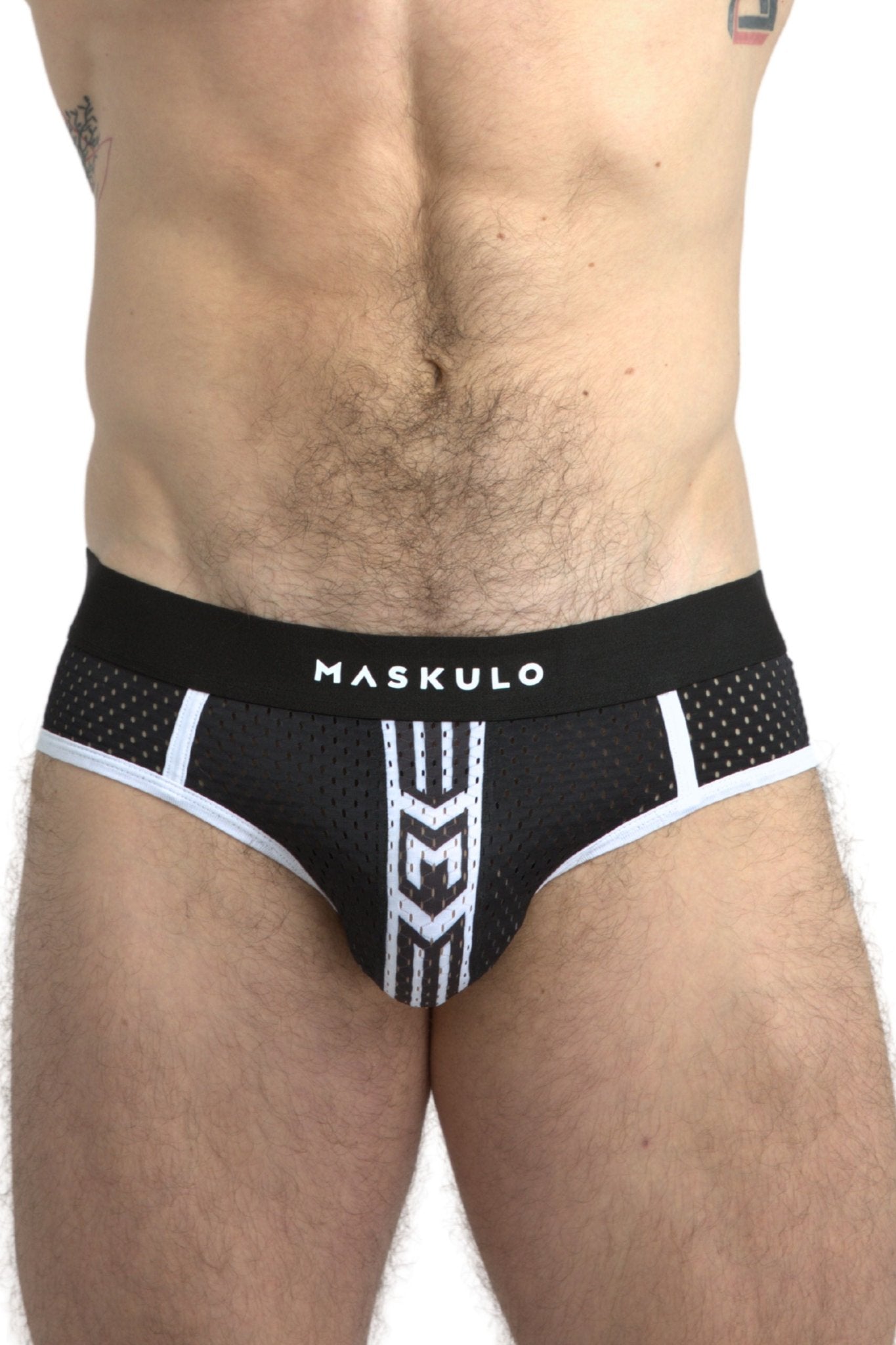 Printed Mesh Briefs. Black+White - Maskulo - MBR106 - Y2 - Maskulo EU Global Online Store
