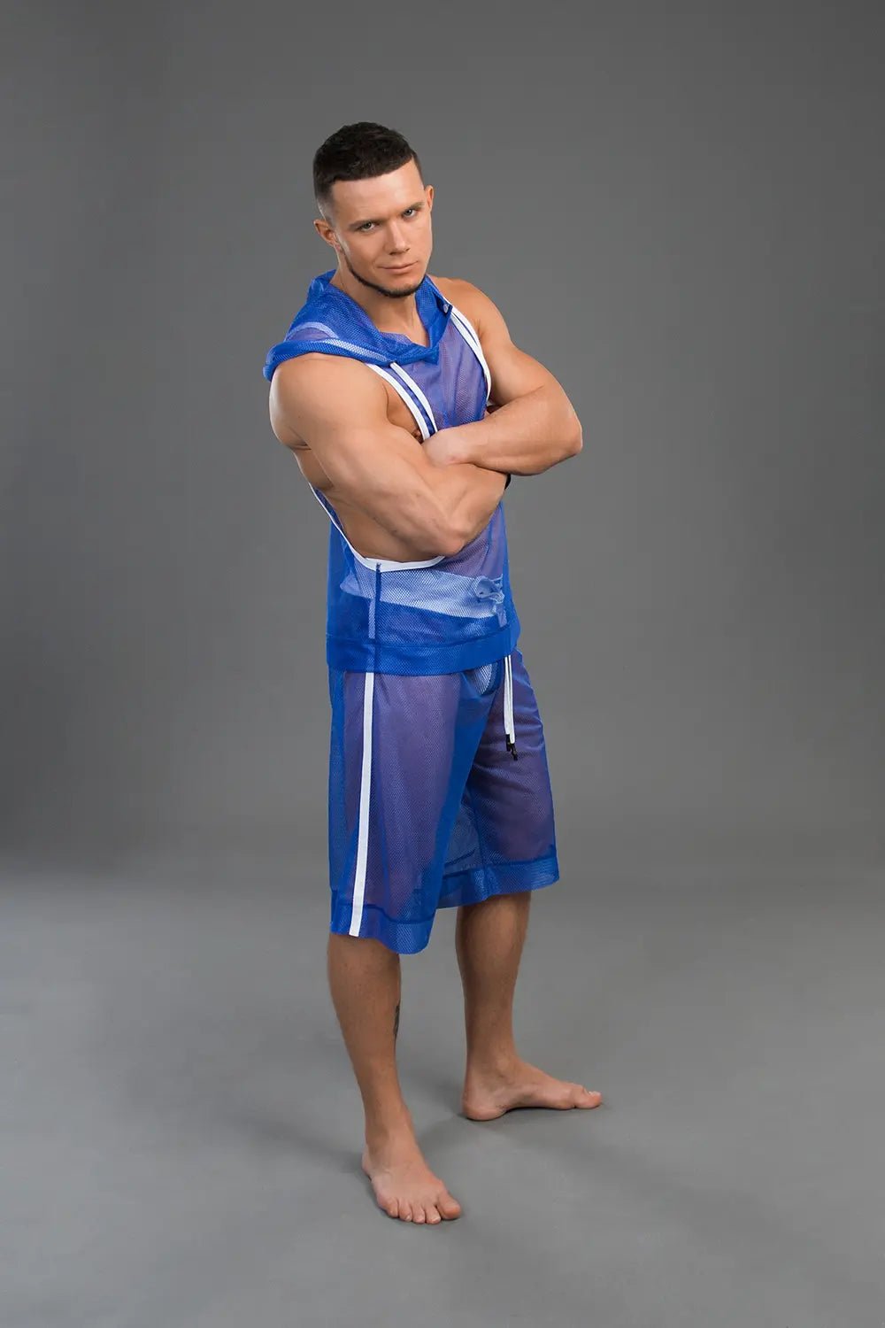 Youngero. Sleeveless Mesh Hoodie. Blue Royal - Maskulo - MTP165-Y1 - Maskulo EU Global Online Store
