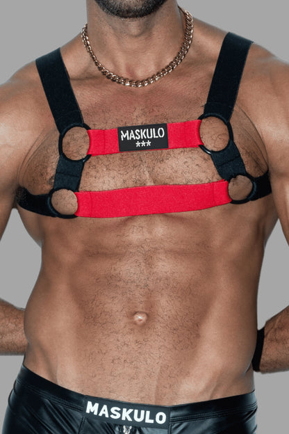 Blake Tropix. Elastic Bulldog Harness. Red