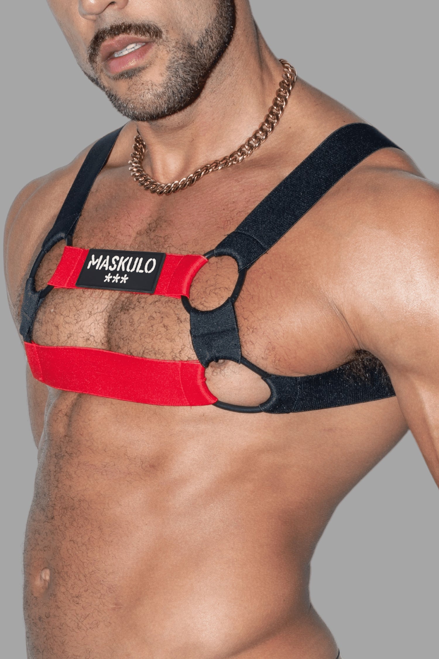 Blake Tropix. Elastic Bulldog Harness. Red