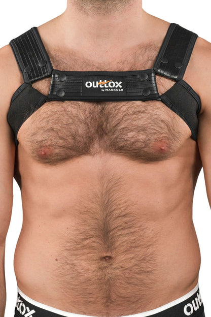 Outtox. Bulldog Harness with Snaps. Black