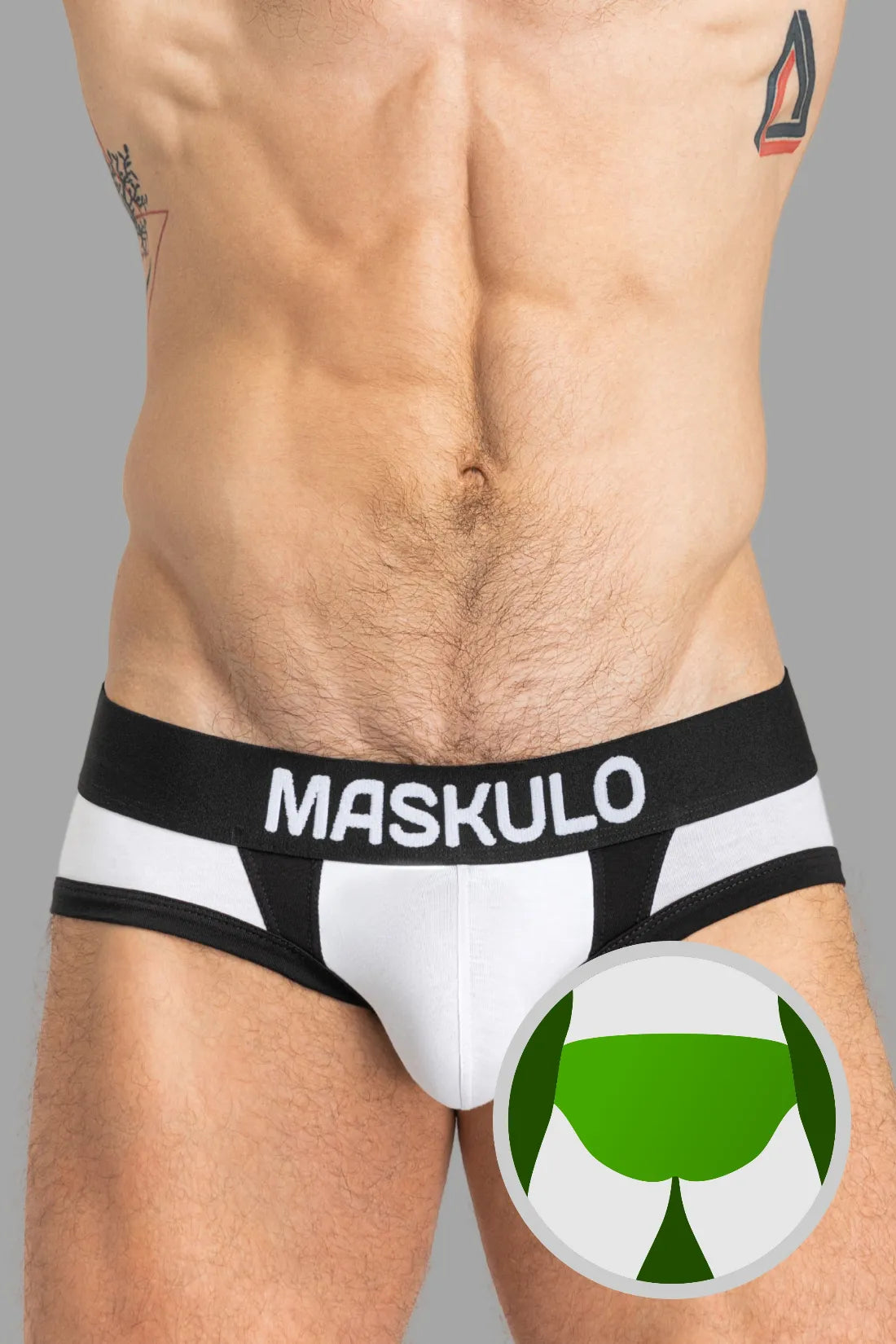 CAPTAIN-A Briefs with O-Inside-POUCH. White and Black