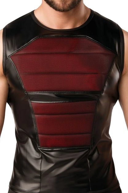 Armored. Color-Under. Tanktop für Herren. Vorderpolster. Schwarz und Rot