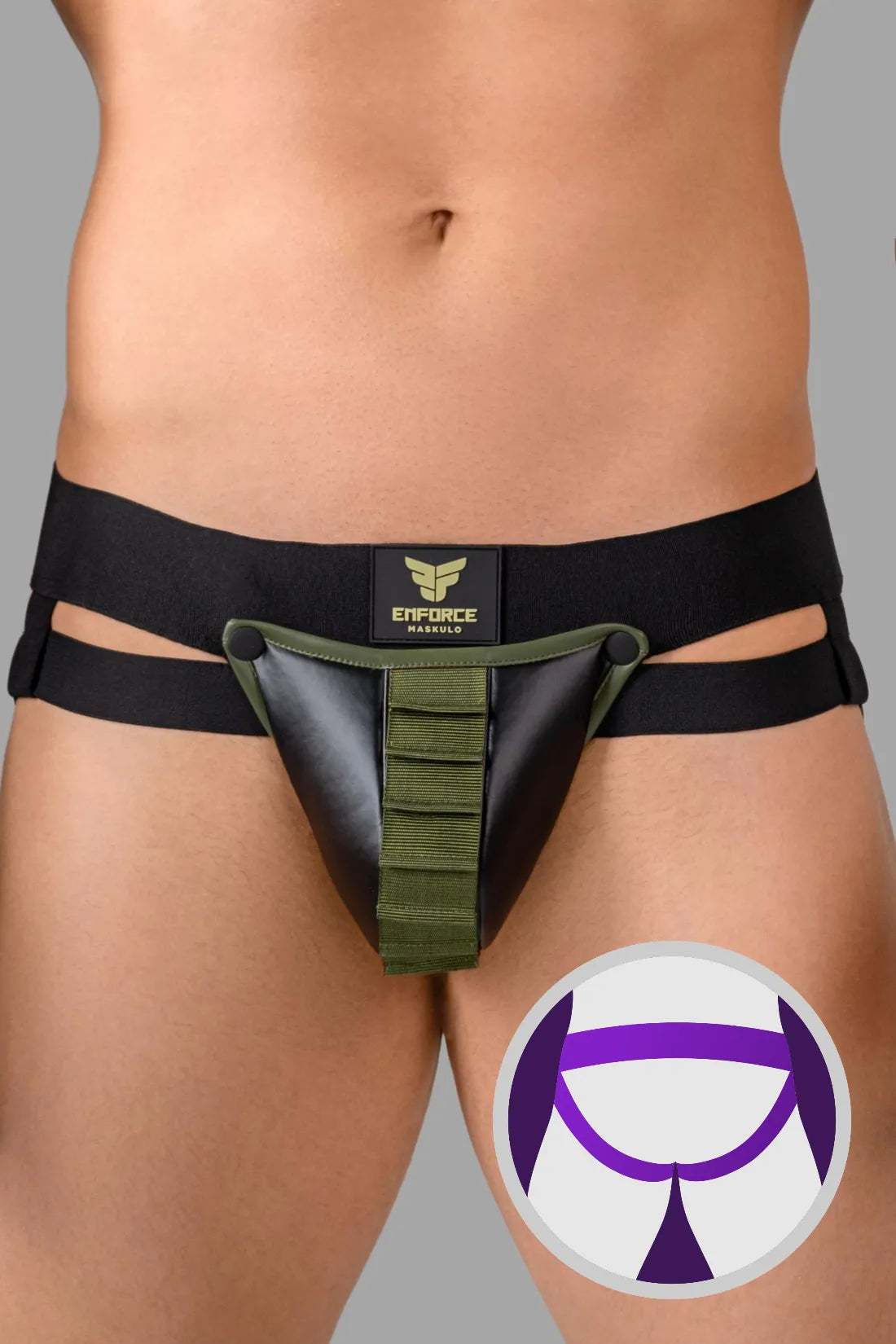 EnForce. Shot Belt Codpiece Jock. Zwart