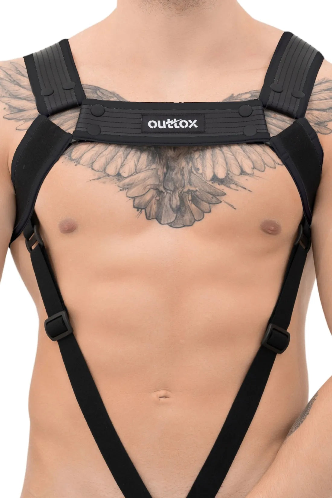 Outtox. Harnais de corps avec boutons-pression. Noir