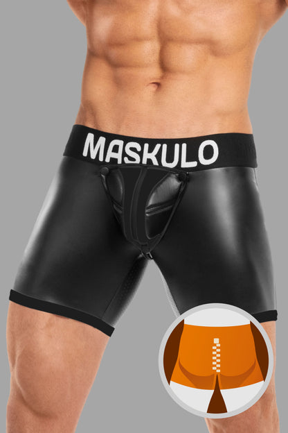 Basic Shorts with Pads. Zippered rear. Black