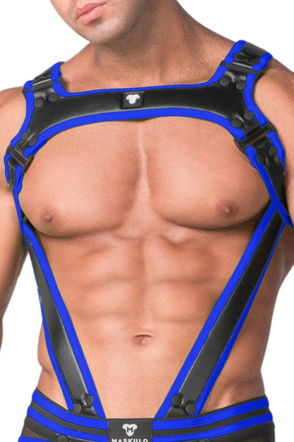 Jongere. Bodyharnas voor heren. Zwart+Blauw &