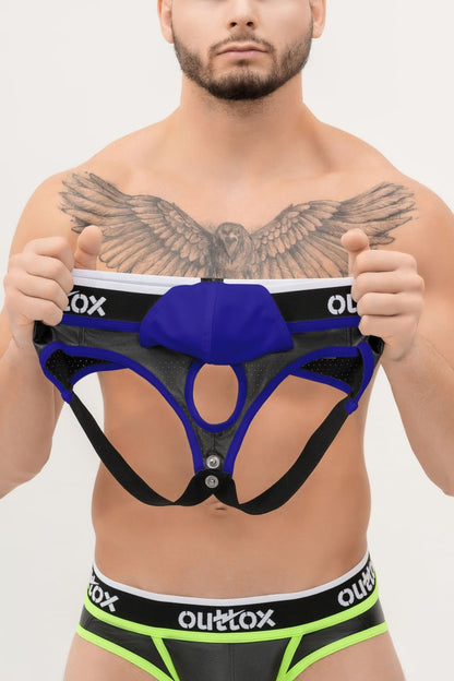 Outtox. Jock with Snap Codpiece. Black+Blue &