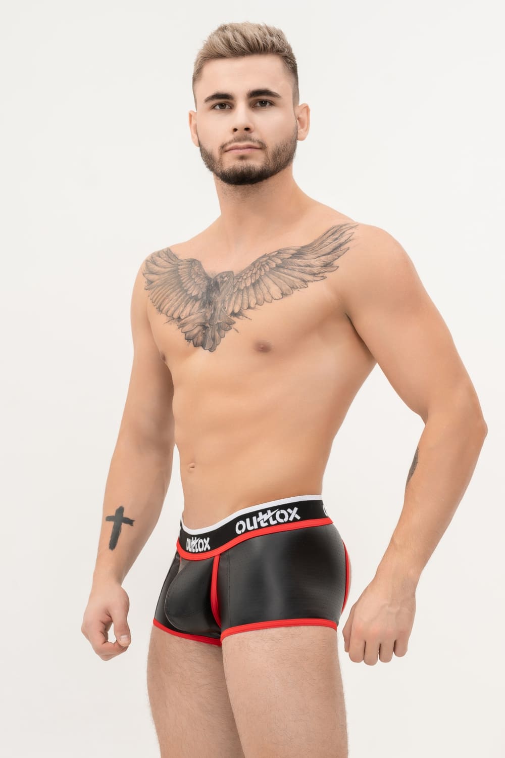 Outtox. Offene hintere Trunk-Shorts mit Snap Codpiece