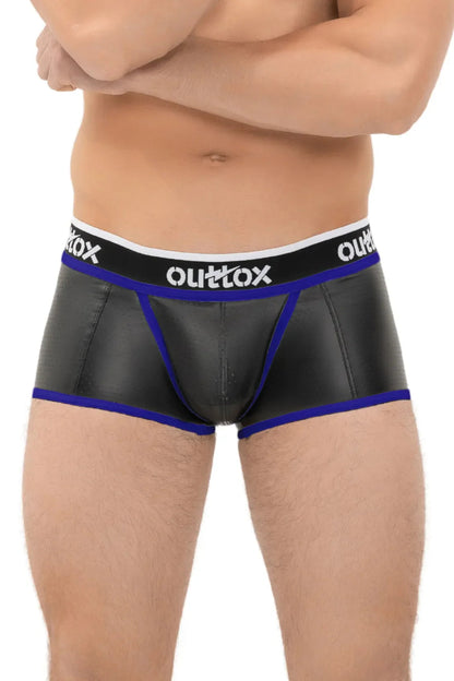 Outtox. Pantalones cortos traseros envueltos con bragueta a presión. Azul