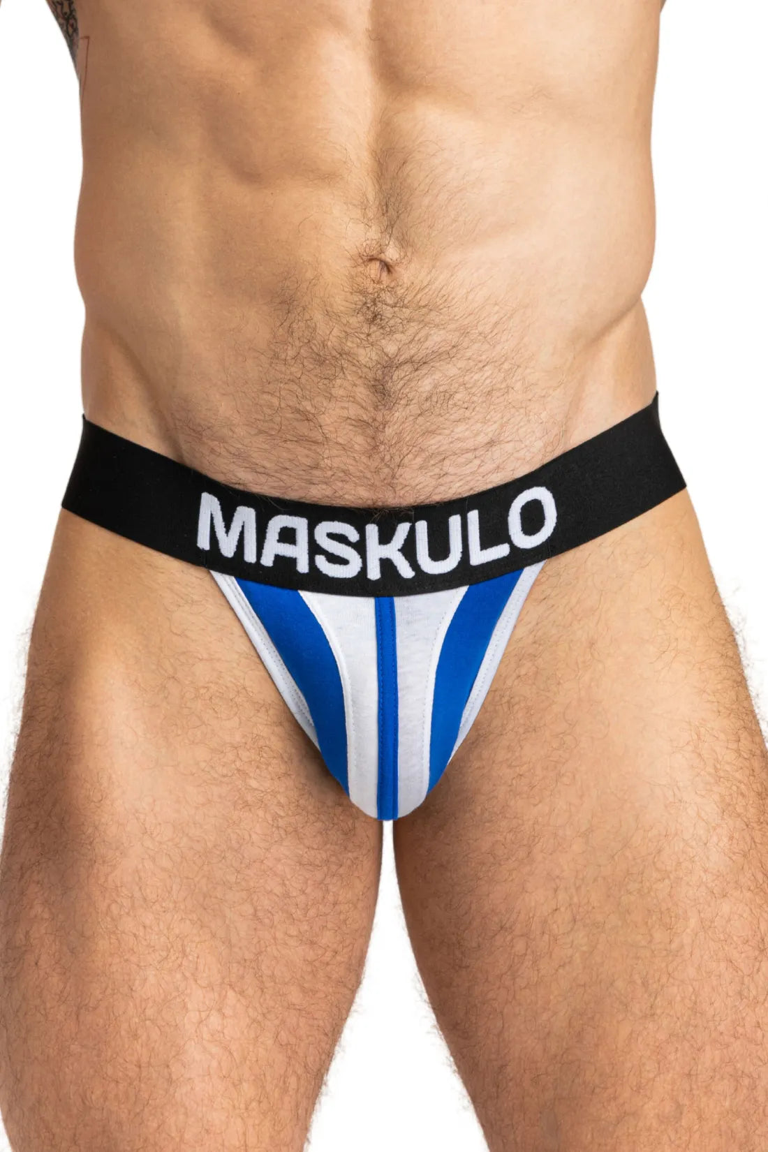 TIGER Jock con POUCH-SNAP. Blanco+Azul