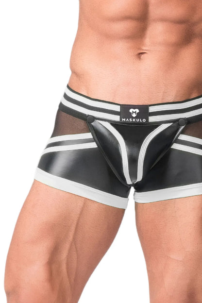 Youngero Generation Y. Trunkshort voor heren. Broekklep. Ritssluiting aan de achterkant. Zwart+Wit &