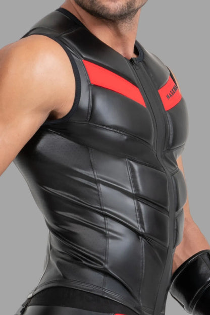 Zippered Vest. Black and Red