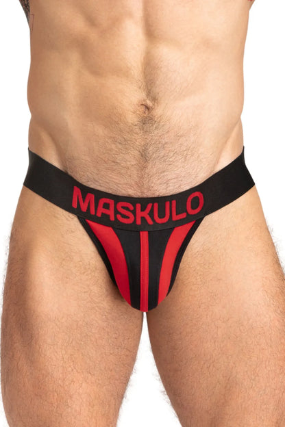 TIGER Jock with POUCH-SNAP. Black and Red