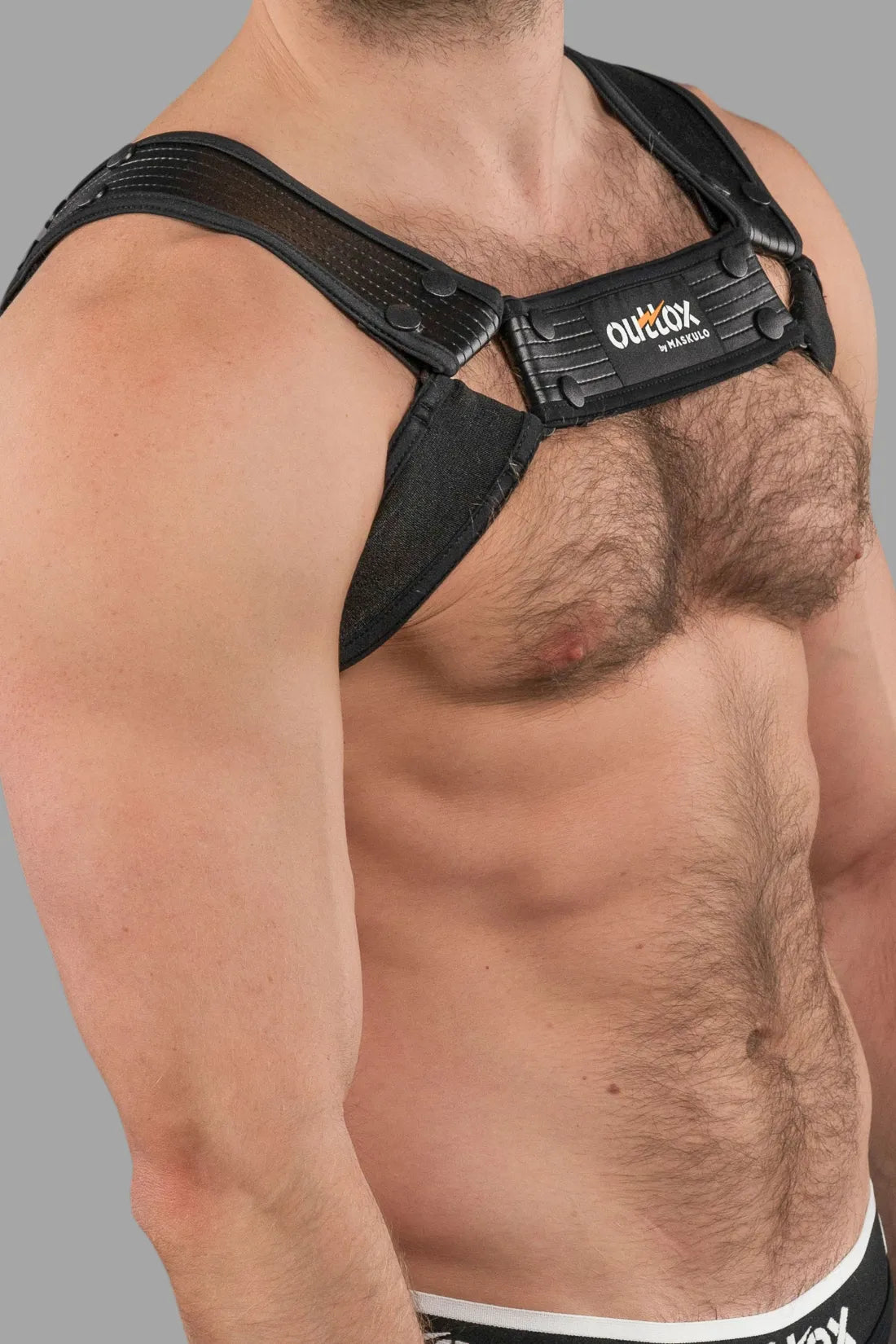 Outtox by Maskulo. Bulldog Harness with Snaps. Black