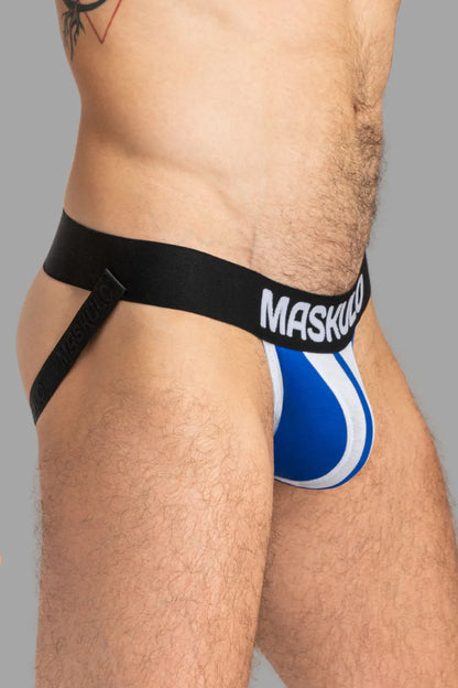 TIGER Jock con POUCH-SNAP. Blanco+Azul