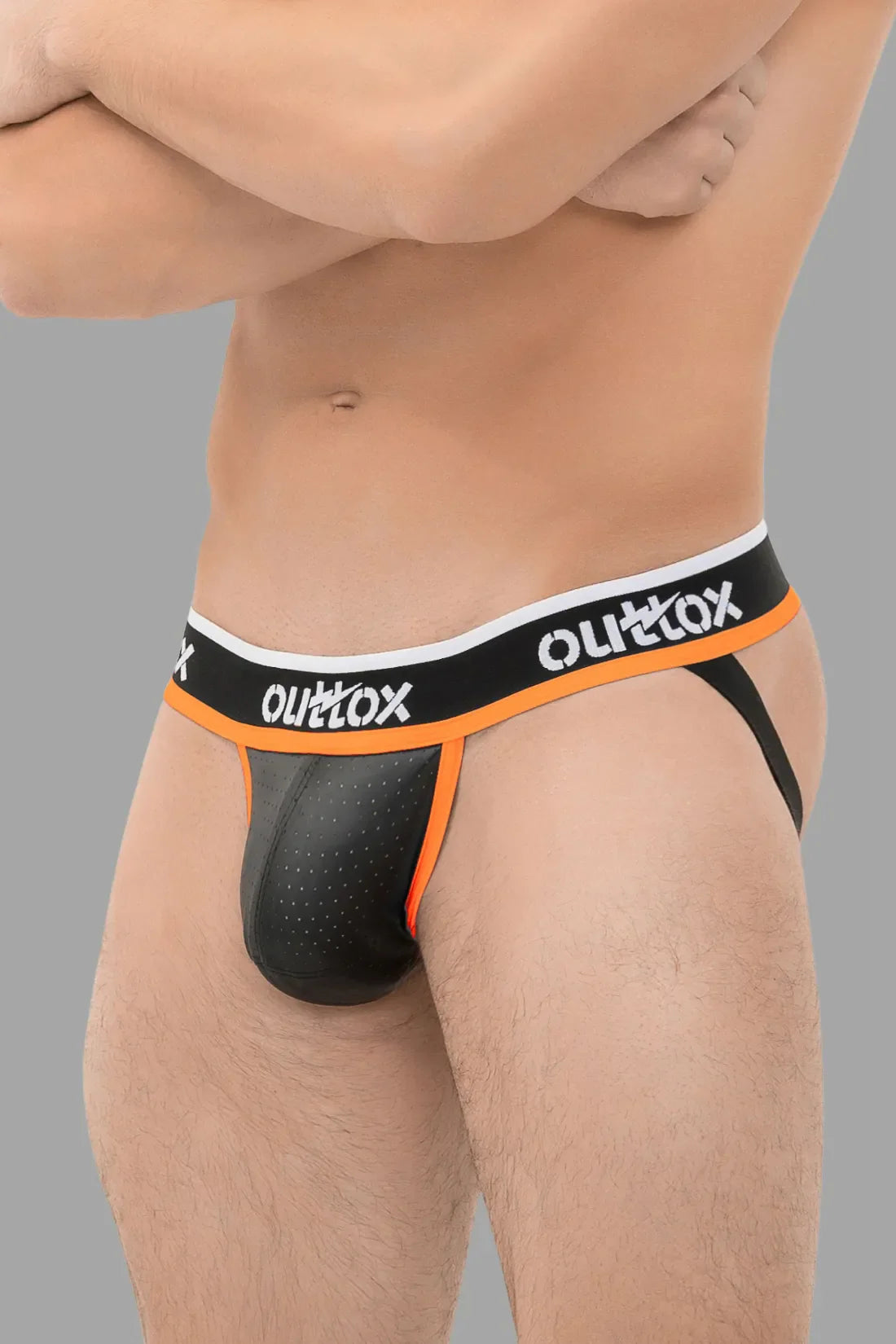 Outtox. Jock with Snap Codpiece. Black and Orange