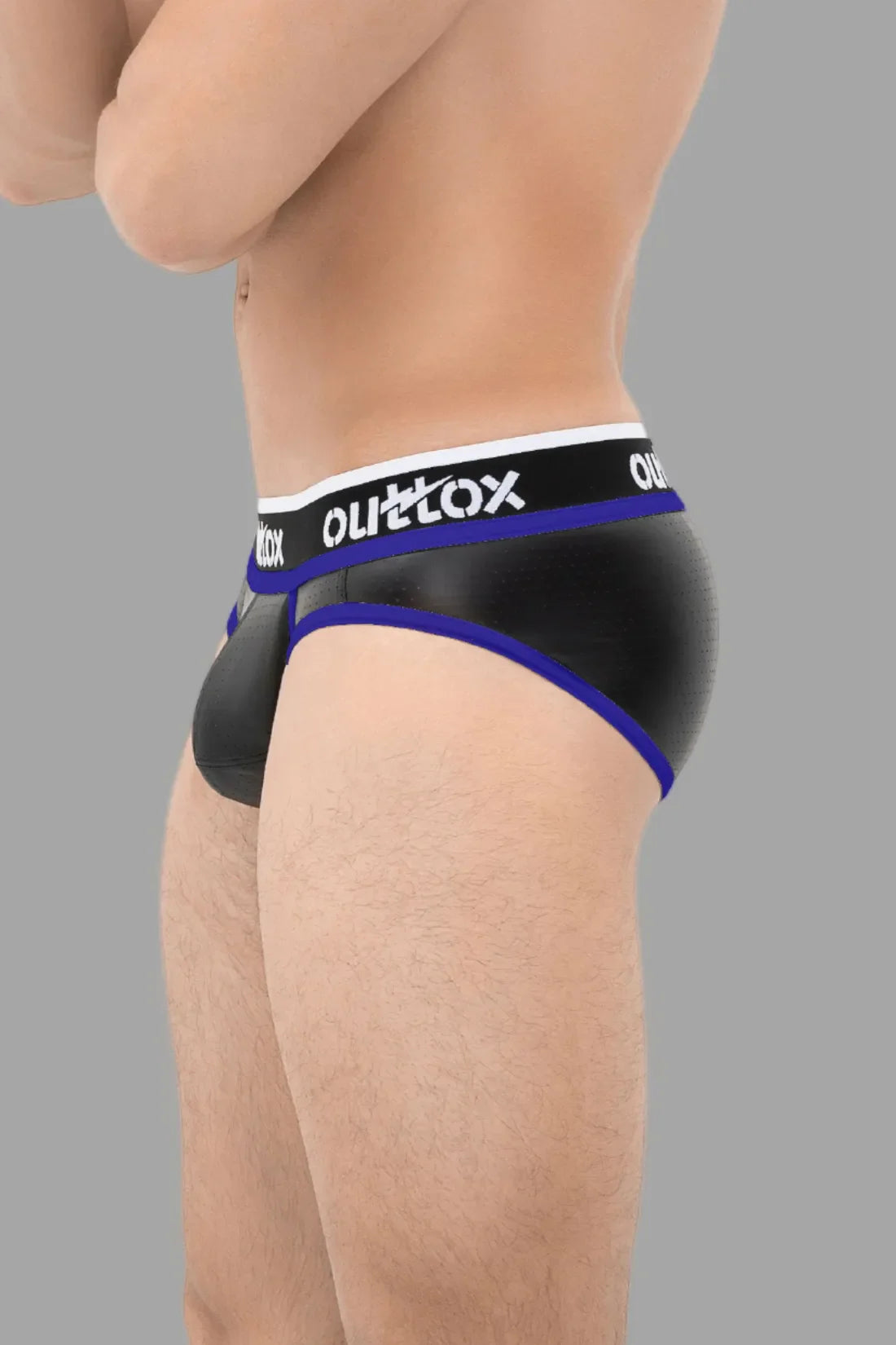 Outtox. Calzoncillos traseros envueltos con bragueta a presión. Negro+Azul &