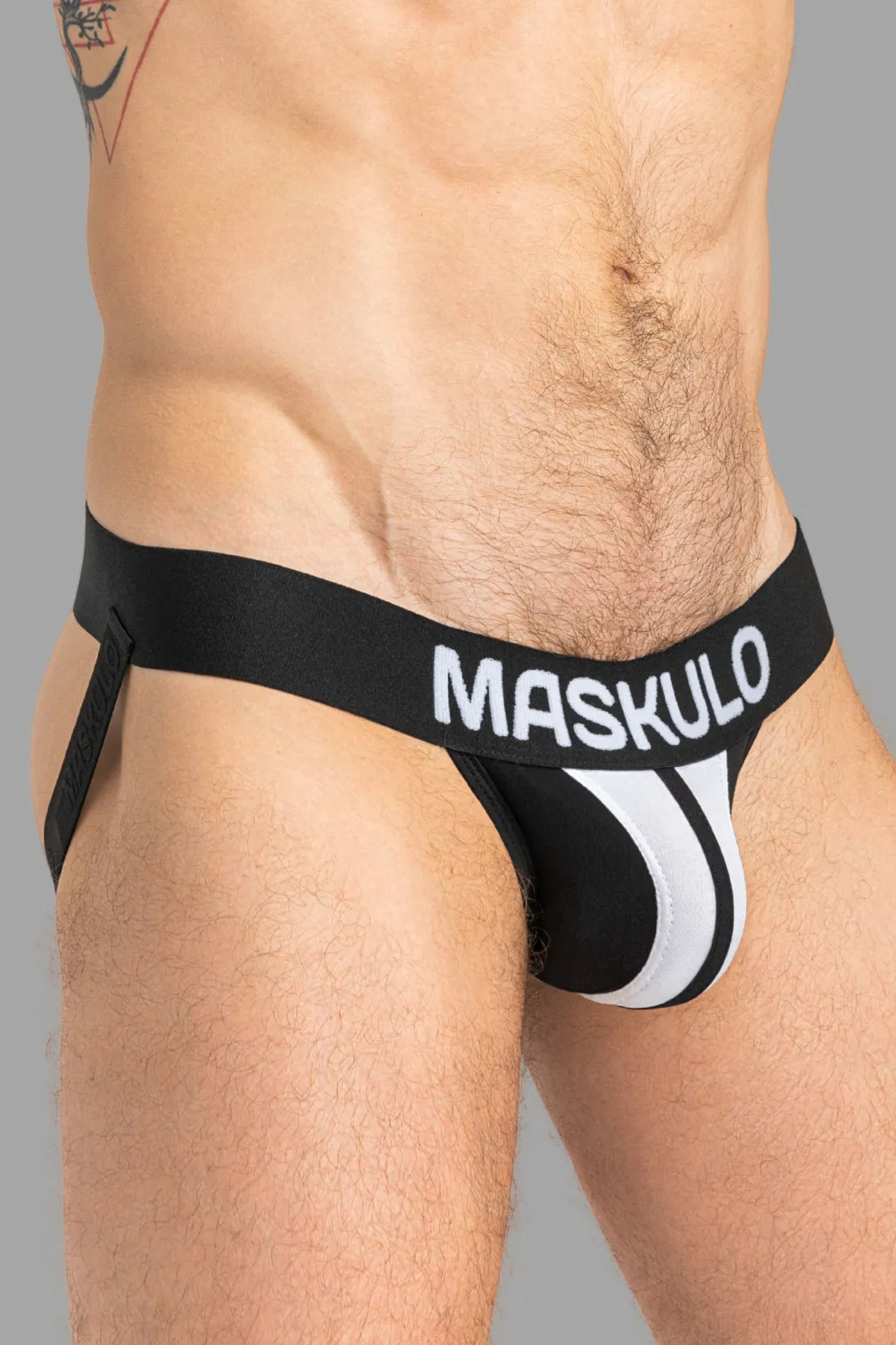 TIGER Jock con POUCH-SNAP. Negro+Blanco