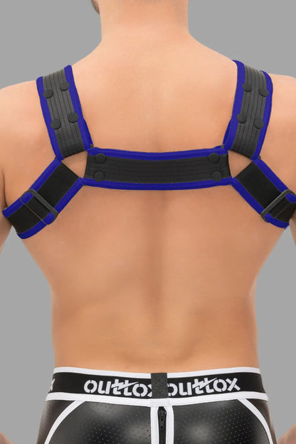 Outtox. Body Harness with Snaps. Black and Blue