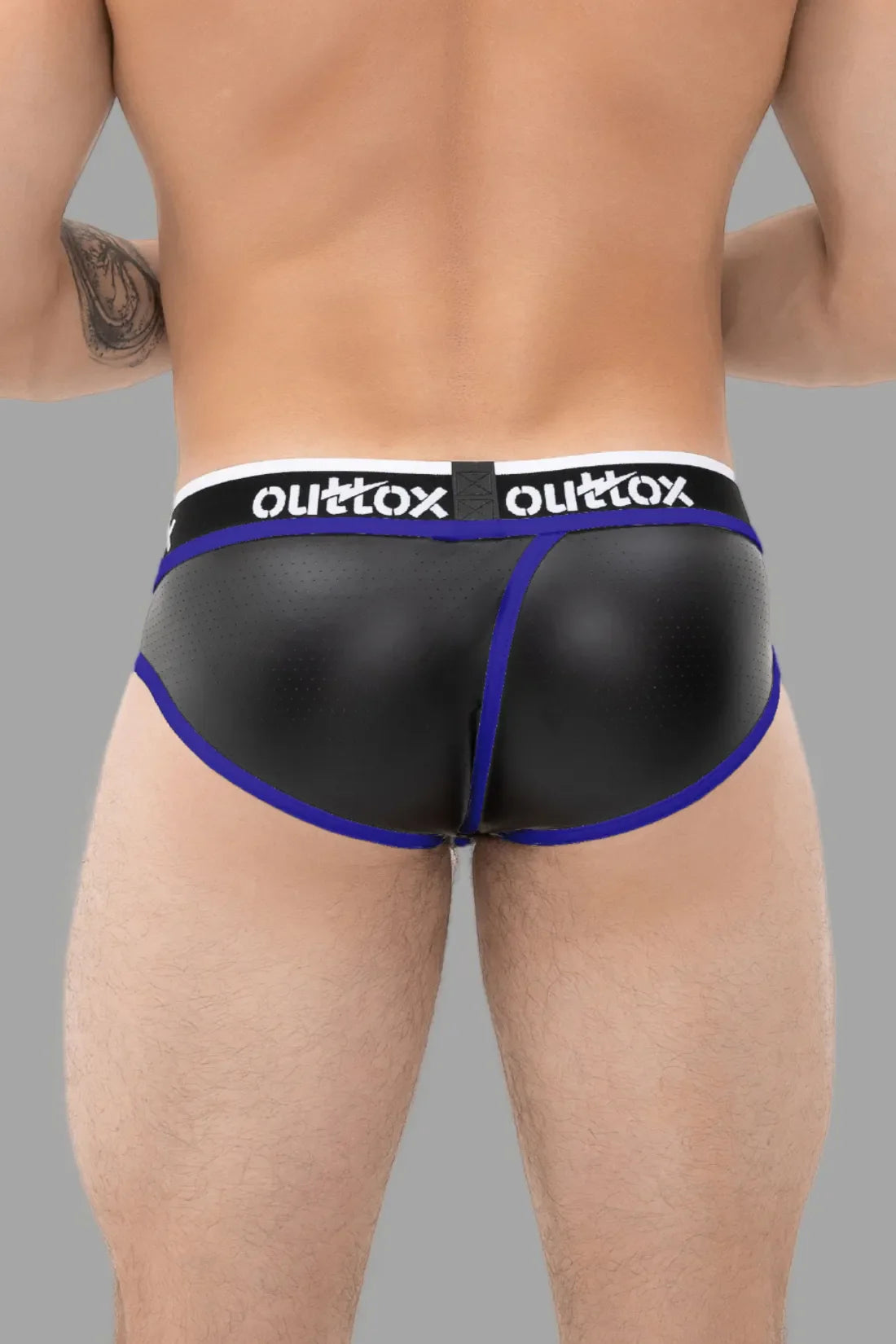 Outtox. Calzoncillos traseros envueltos con bragueta a presión. Negro+Azul &