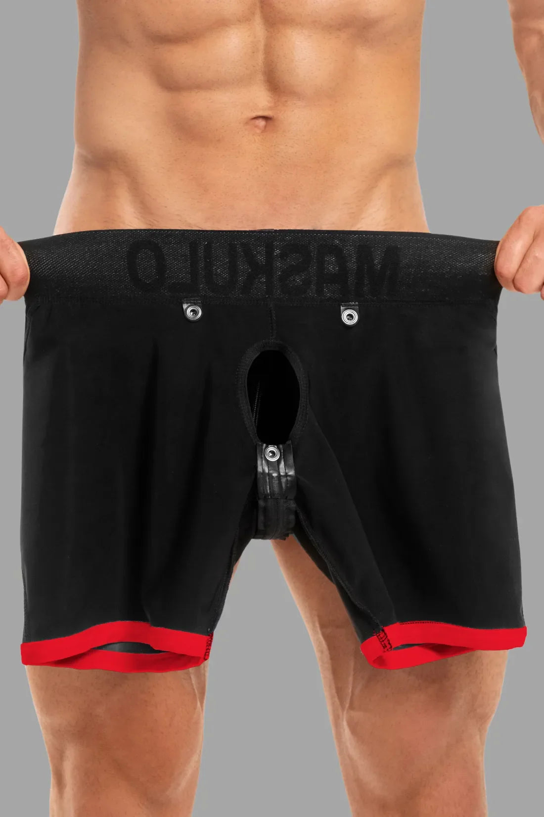 Basic Shorts with Pads. Zippered rear. Black and Red