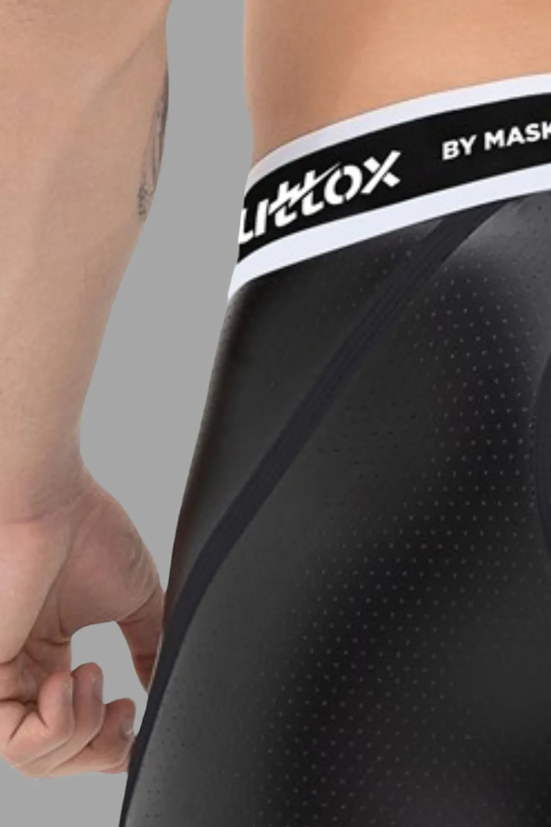 Outtox. Open Rear Shorts with Snap Codpiece. Black