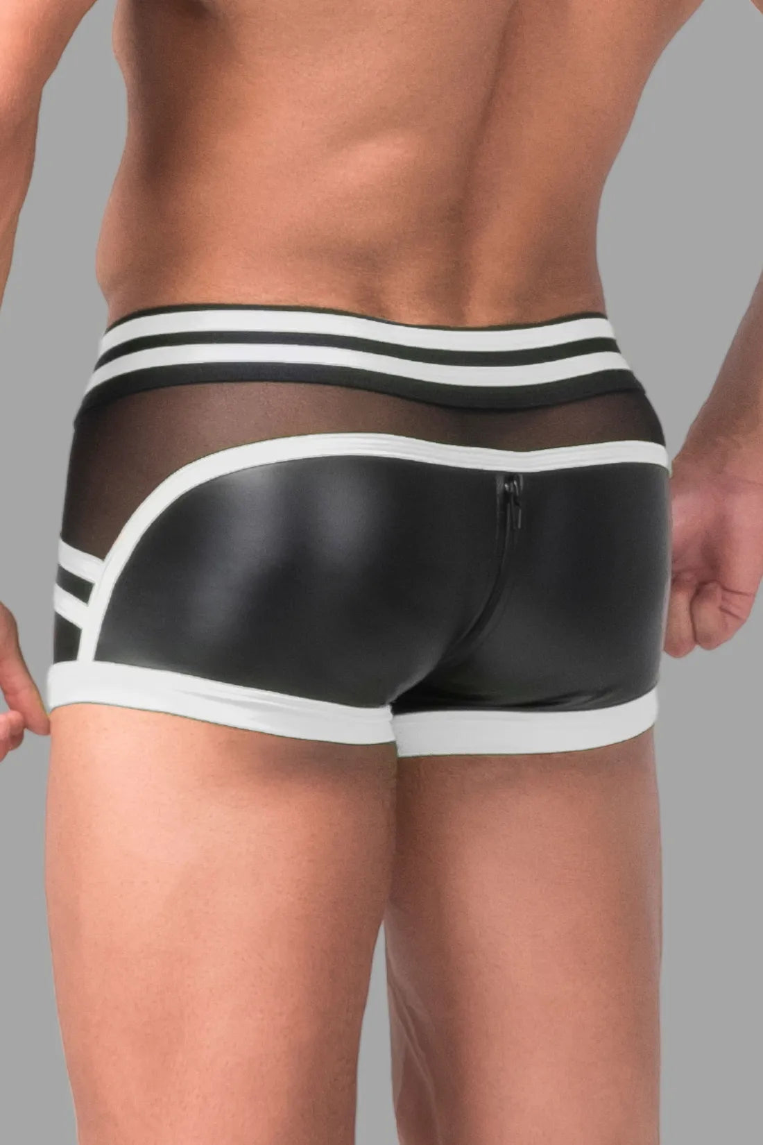 Youngero Generation Y. Trunkshort voor heren. Broekklep. Ritssluiting aan de achterkant. Zwart+Wit &