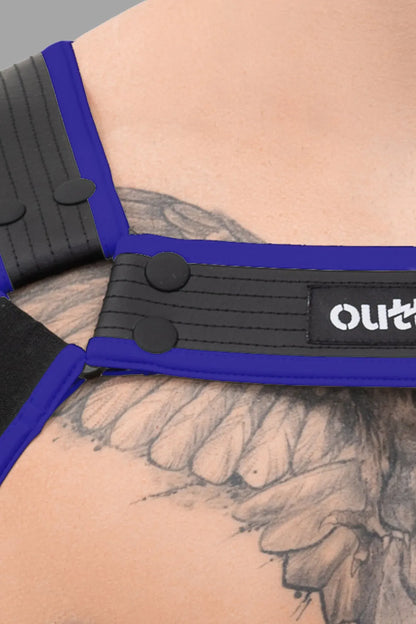 Outtox. Body Harness with Snaps. Black and Blue