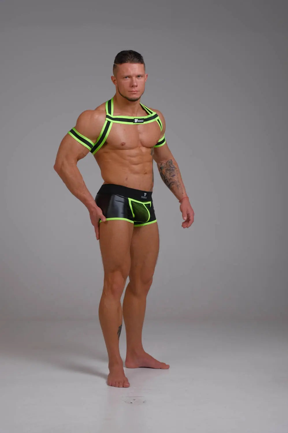 Youngero. Elastic Harness with Biceps Bands. Green Neon