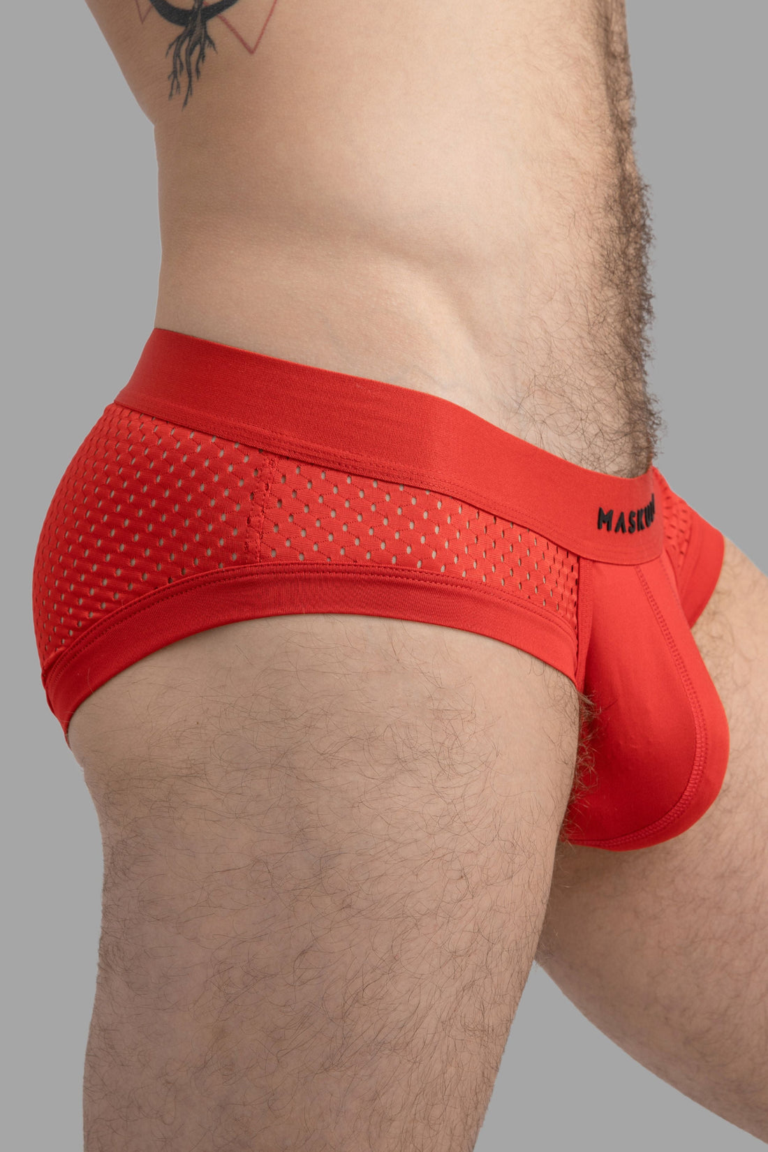 Mesh Briefs with Microfiber. Red