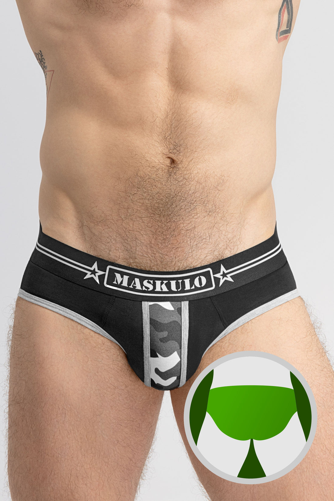 Military Briefs with Lifter. Black+Grey