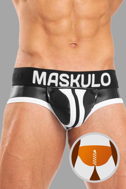 Basic Briefs with Pouch Snap. Black+White