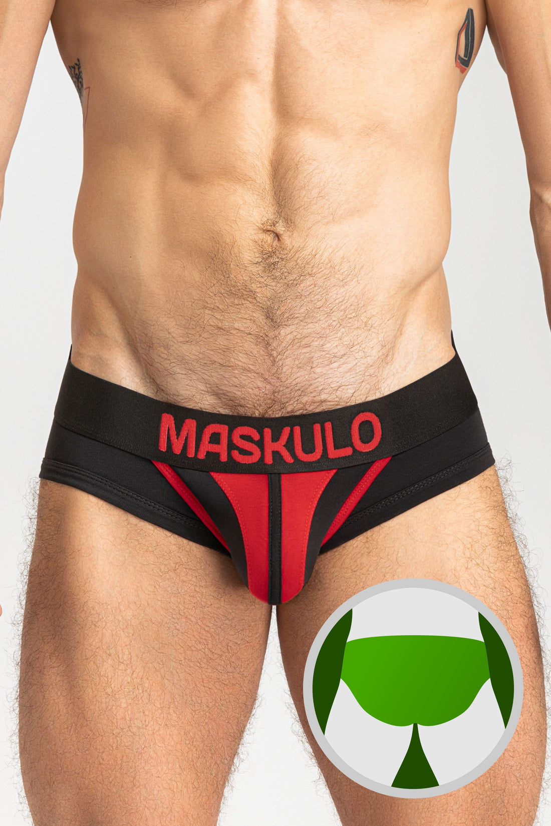 Tiger Briefs POUCH-SNAP. Black+Red