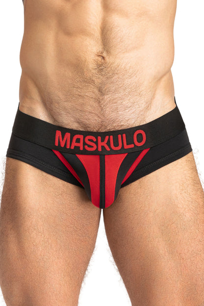Tiger Briefs POUCH-SNAP. Black and Red