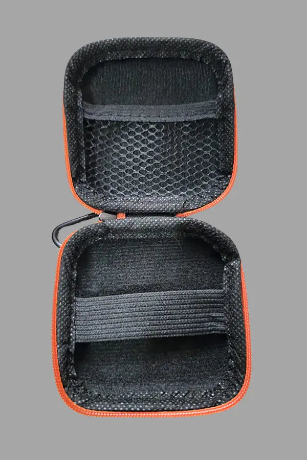 Jax Wanderlust. Mini Zip-Case with Carabiner. Black + Orange