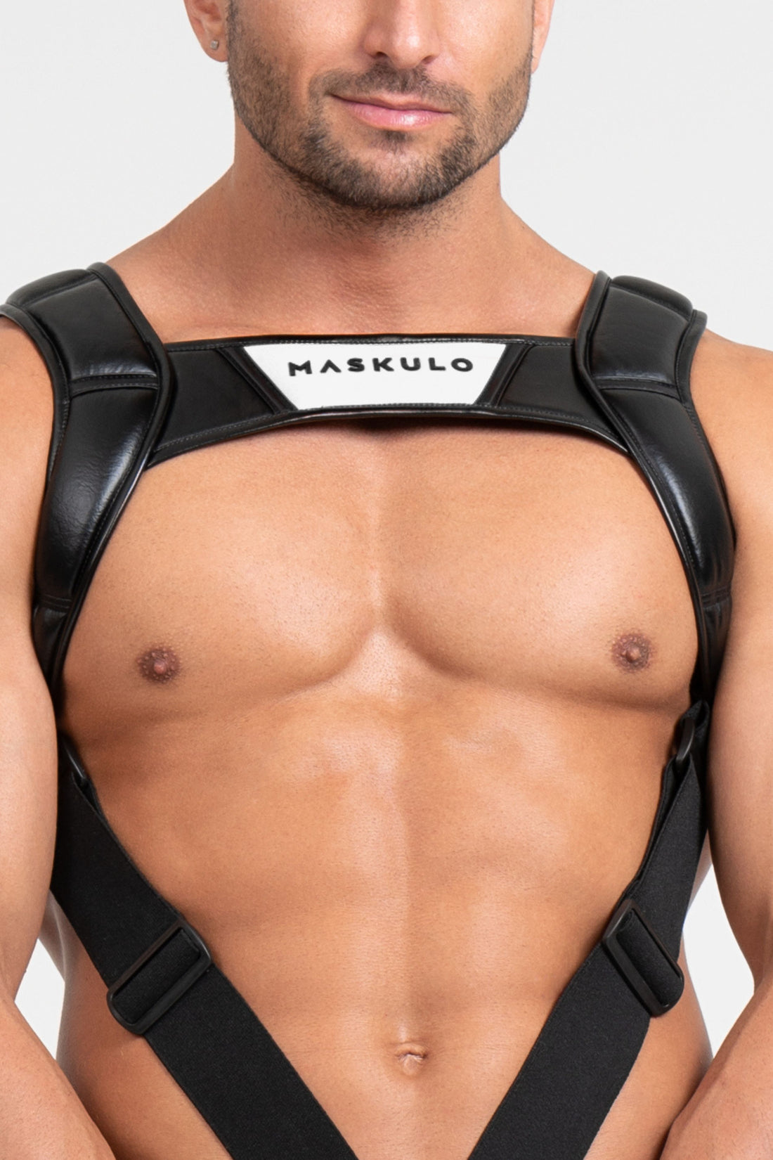 Body Harness with Push-up Effect. Black+White