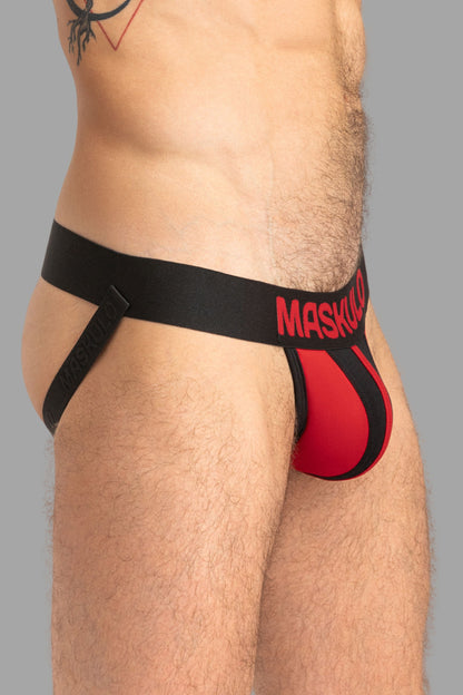 TIGER Jock with POUCH-SNAP. Black and Red