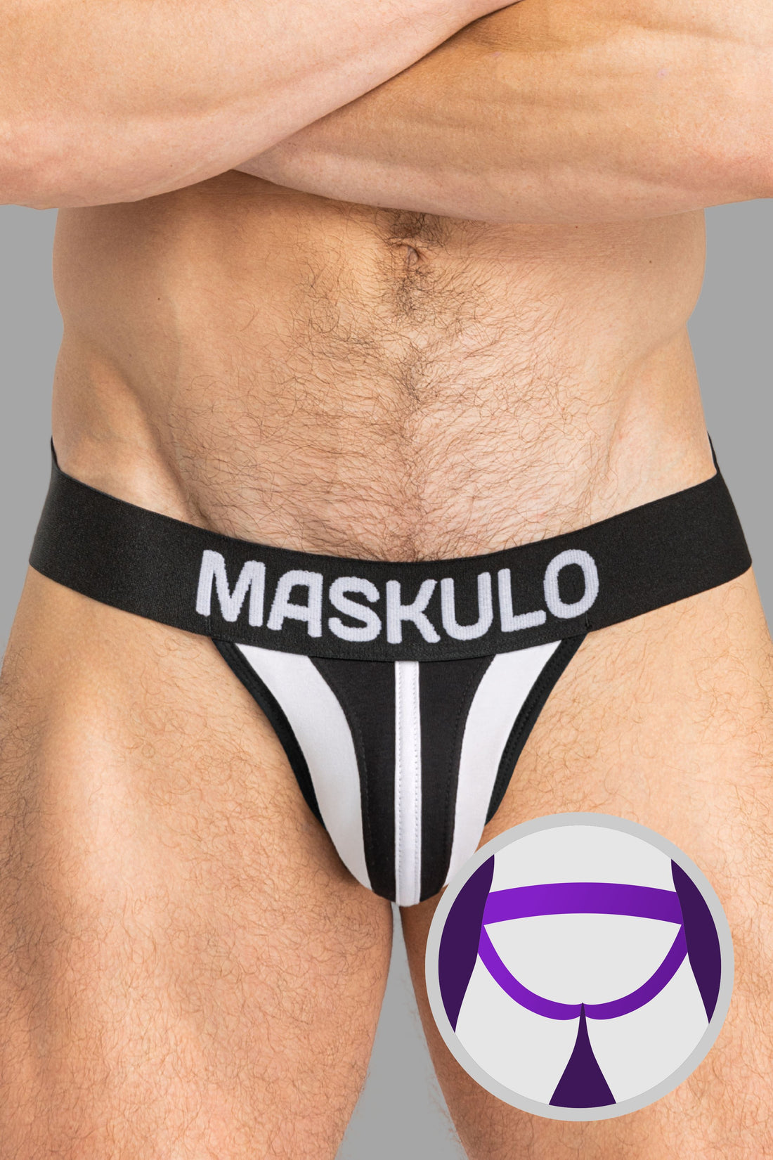 TIGER Jock with POUCH-SNAP. White+Black