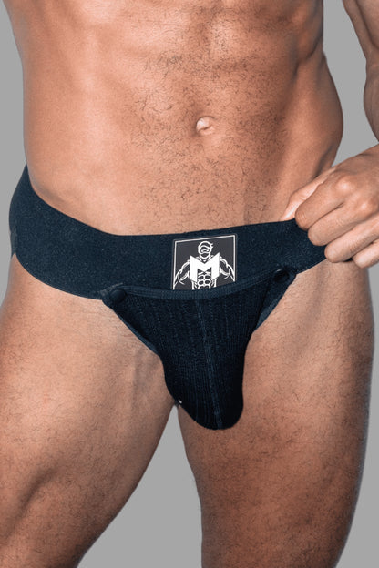 Frank Cyclone. Jockstrap with Removable Pouch. Black