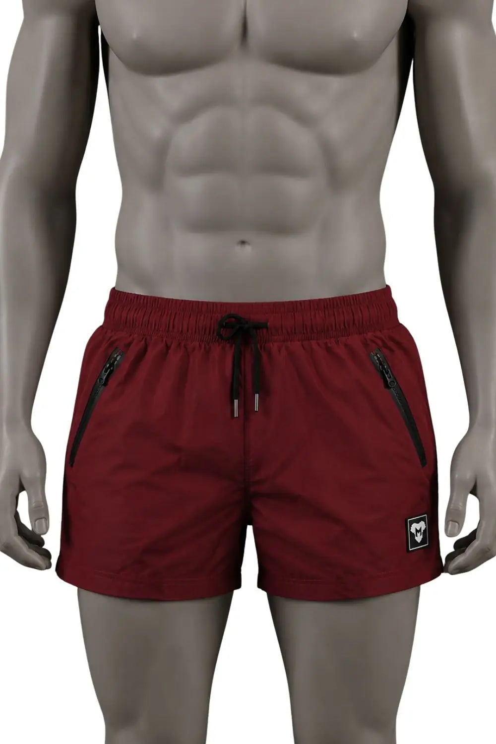 Jedd Synther weiche Shorts mit Reißverschlusstaschen. Rot Dunkel