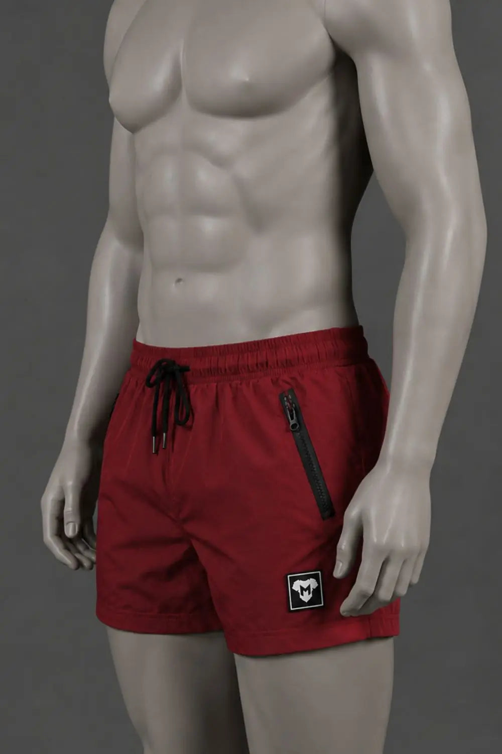 Jedd Synther weiche Shorts mit Reißverschlusstaschen. Rot Dunkel